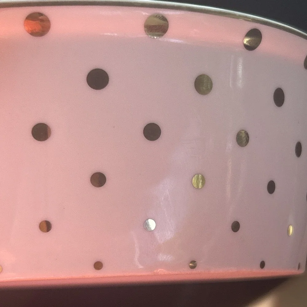 Small Fido's Diner Pet Bowl White w/gold Polka Dots & Pawprint Food Water Bowl